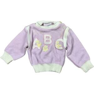 ABC Vintage 90’s Kitten Patch Lavender Baby Knit Sweater